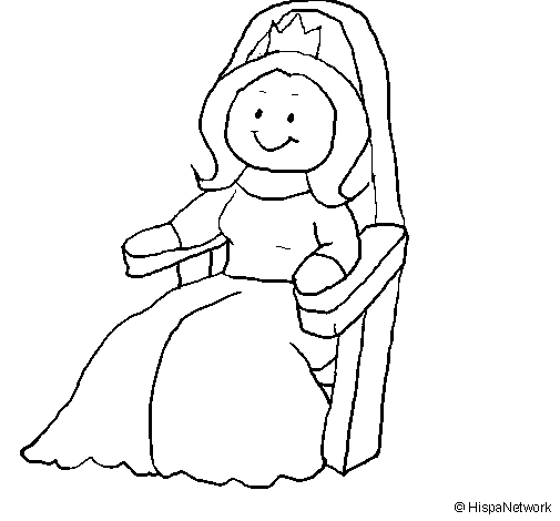 Desenho de Princesa no trono para Colorir