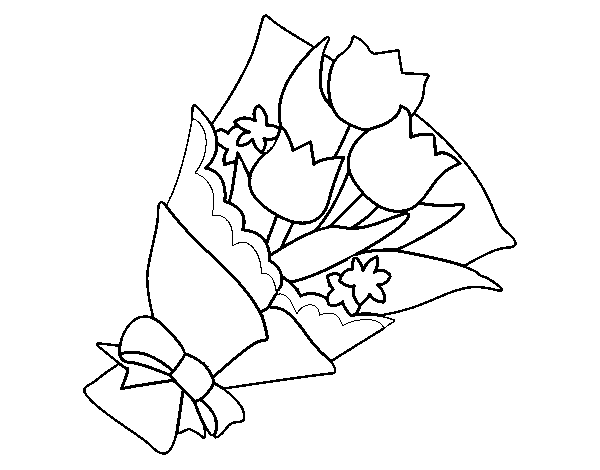 Desenho de Ramo de Tulipa para Colorir