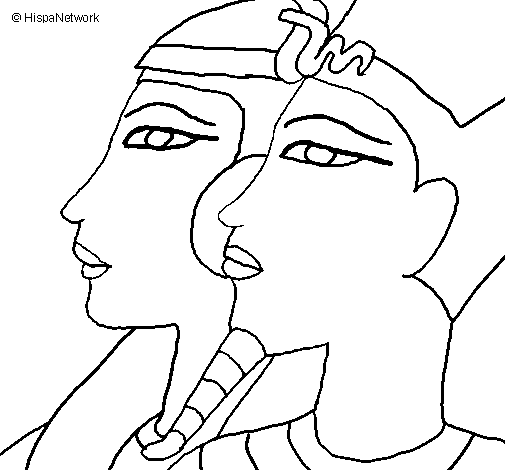 Desenho de Ramsés e Nefertiti para Colorir