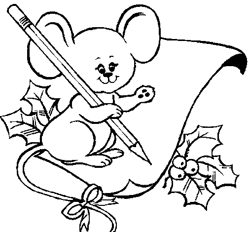 Desenho de Rato com lápis e papel para Colorir