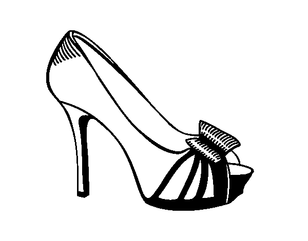 Desenho de Sapato de plataforma com laço para Colorir