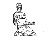 Dibujo de Sergio Ramos comemorando um gol