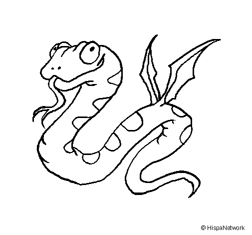 Desenho de Serpente com asas para Colorir