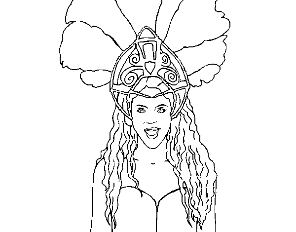 Desenho de Shakira - Waka Waka para Colorir
