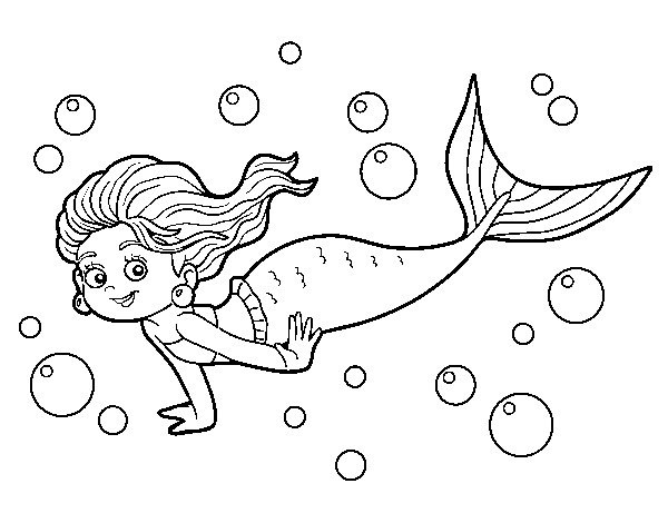 Desenho de Sireia do mar para Colorir