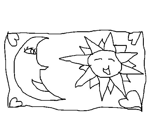 Desenho de Sol e Lua 2 para Colorir