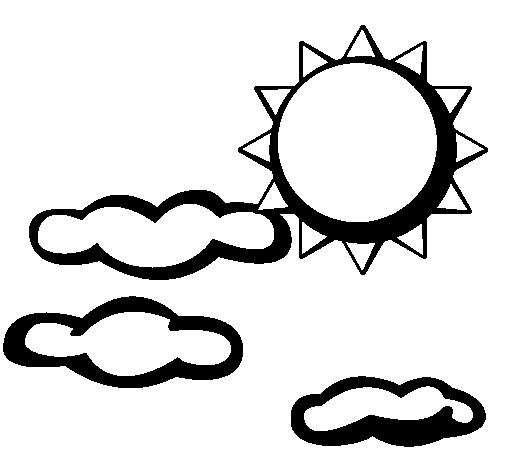 Desenho de Sol e nuvens 2 para Colorir