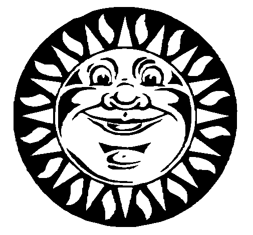 Desenho de Sol gravado para Colorir