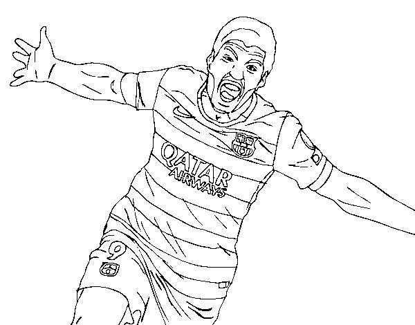 Desenho de  Suárez comemorando um gol  para Colorir