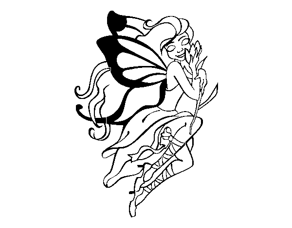 Desenho de Tatuagem de fada para Colorir