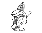 Desenho de Tiburão surfista para colorear