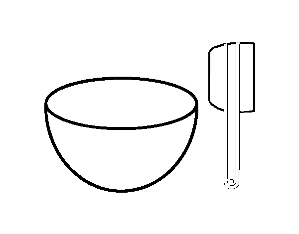 Desenho de Tigela e espátula para bolos para Colorir