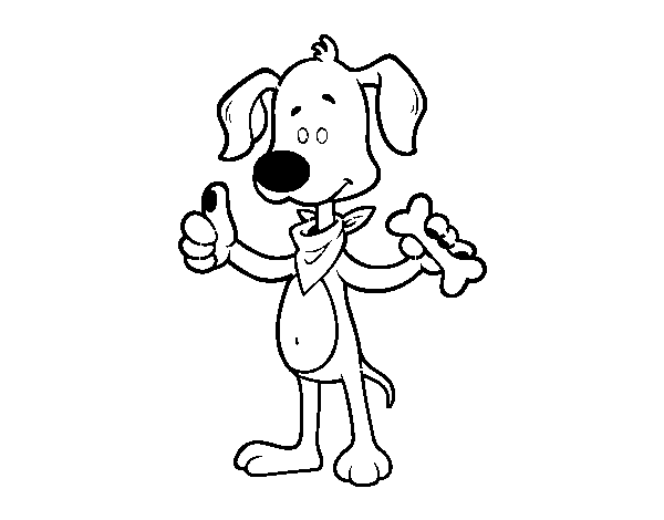 Desenho de Um cão com um osso para Colorir