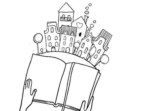 Desenho de Um conto na cidade para Colorir