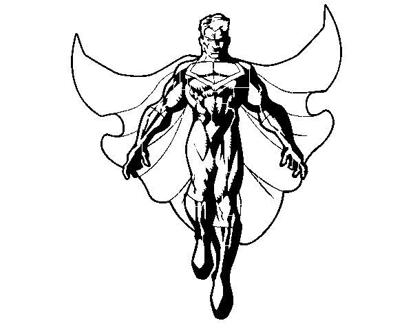 Desenho de Um Super herói a voar para Colorir