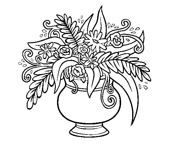 Desenho de Um vaso com flores para Colorir
