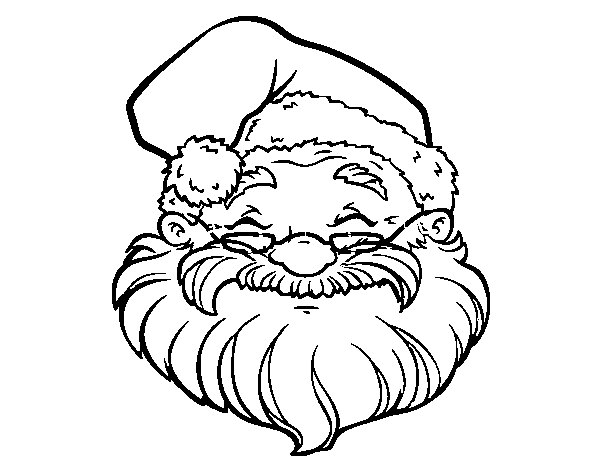 Desenho de Uma face de Papai Noel para Colorir