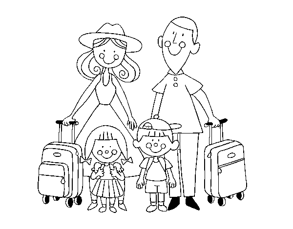 Desenho de Uma família de férias para Colorir