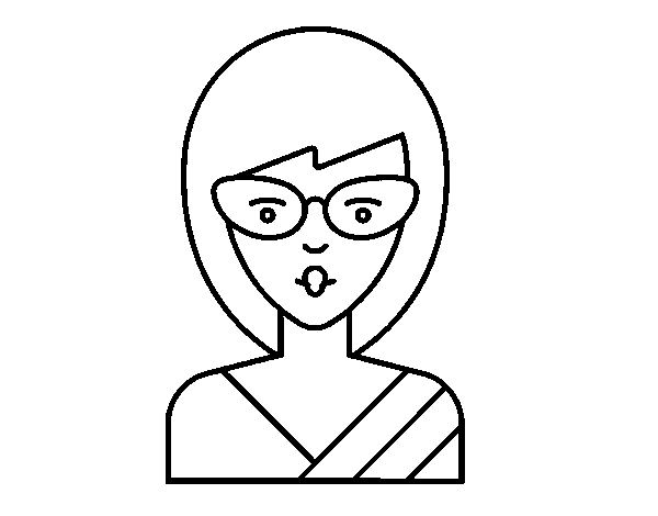 Desenho de Uma menina com óculos para Colorir