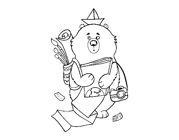 Desenho de Urso de viajante para Colorir
