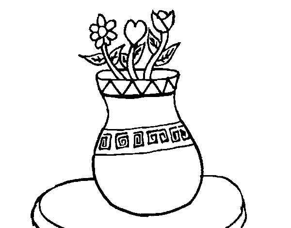 Desenho de Vaso com flores para Colorir