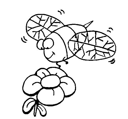 Desenho de Vespa e flor para Colorir