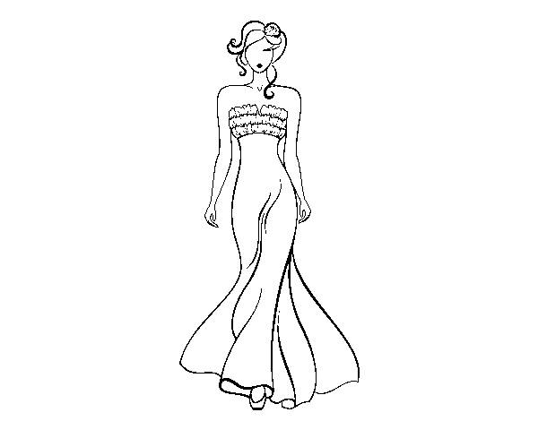 Desenho de Vestido de casamento elegante para Colorir