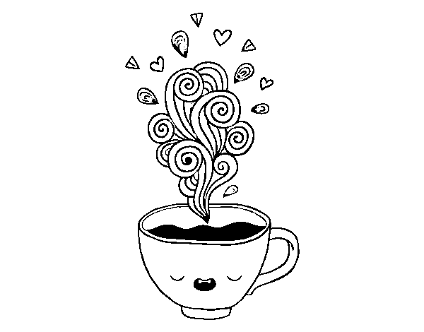 Desenho de Xícara de café kawaii para Colorir