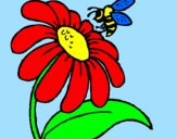 Desenho Margarida com abelha pintado por emily