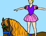 Desenho Trapezista em cima do cavalo pintado por joao