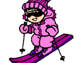 Desenho Menino a esquiar pintado por pipa