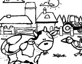 Desenho Vaca na quinta pintado por sc