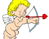 Desenho Cupido a apontar com a seta pintado por Silvia
