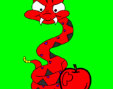 Desenho Serpente e maçã pintado por Léo