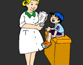 Desenho Enfermeira e menino pintado por leny