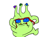 Desenho Extraterrestre com óculos pintado por victor
