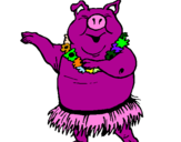Desenho Porco havaiano pintado por porquinha