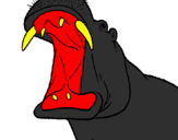 Desenho Hipopótamo com a boca aberta pintado por jjjj