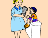 Desenho Enfermeira e menino pintado por diana tavares albuquerque