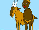 Desenho Cabra e criança africana pintado por thuco
