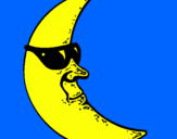 Desenho Lua com óculos de sol pintado por patrick