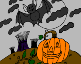 Desenho Paisagem Halloween pintado por GABRIEL