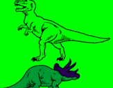 Desenho Tricerátopo e tiranossauro rex pintado por DANIEL