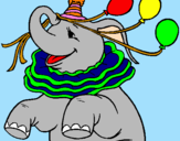 Desenho Elefante com 3 balões pintado por thuco