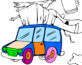 Desenho Carro com bagagem pintado por isabelle