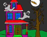 Desenho Casa do terror pintado por gui