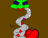 Desenho Serpente e maçã pintado por Erik