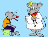Desenho Doutor e paciente rato pintado por gustavo 