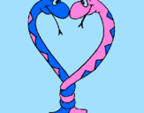 Desenho Serpentes apaixonadas pintado por Jessica XD
