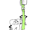 Desenho Dentes e escova de dentes pintado por deia